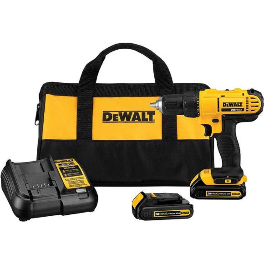 DEWALT 20V Max Cordless Drill / Driver Kit, Compact, 1/2-Inch (DCD771C2), Yellow